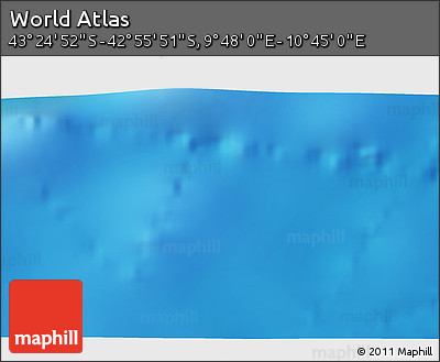 Physical 3D Map of the Area around 43° 10' 22" S, 10° 16' 30" E