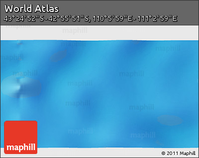 Shaded Relief 3D Map of the Area around 43° 10' 22" S, 110° 34' 29" E
