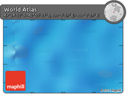 Physical Map of the Area around 43° 10' 22" S, 110° 34' 29" E