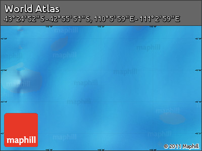 Physical Map of the Area around 43° 10' 22" S, 110° 34' 29" E