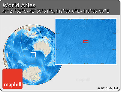 Shaded Relief Location Map of the Area around 43° 10' 22" S, 113° 7' 30" E