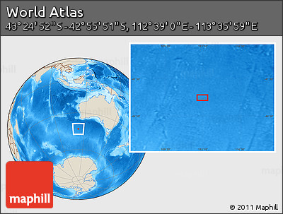 Shaded Relief Location Map of the Area around 43° 10' 22" S, 113° 7' 30" E