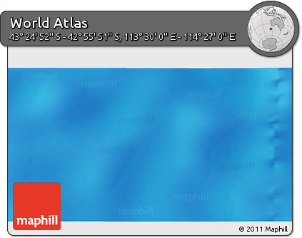 Physical 3D Map of the Area around 43° 10' 22" S, 113° 58' 29" E