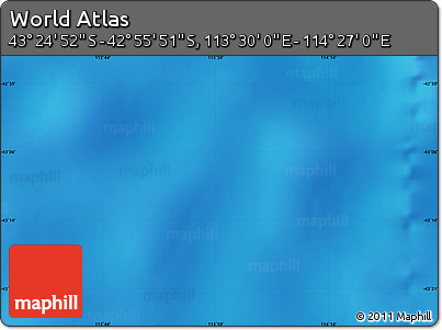 Physical Map of the Area around 43° 10' 22" S, 113° 58' 29" E