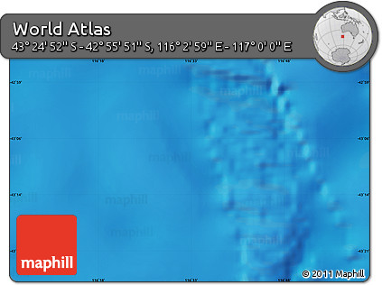 Physical Map of the Area around 43° 10' 22" S, 116° 31' 30" E