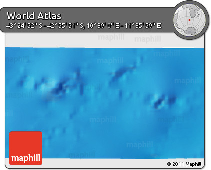 Physical 3D Map of the Area around 43° 10' 22" S, 11° 7' 30" E
