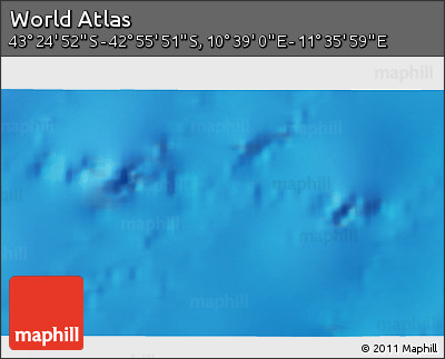 Physical 3D Map of the Area around 43° 10' 22" S, 11° 7' 30" E