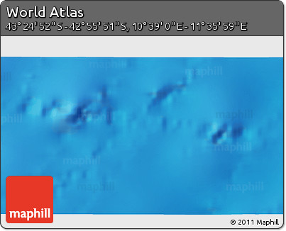 Physical 3D Map of the Area around 43° 10' 22" S, 11° 7' 30" E