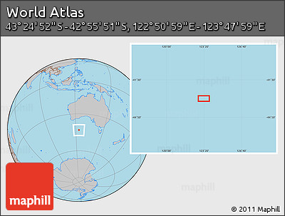 Gray Location Map of the Area around 43° 10' 22" S, 123° 19' 29" E
