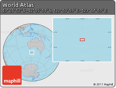 Gray Location Map of the Area around 43° 10' 22" S, 123° 19' 29" E