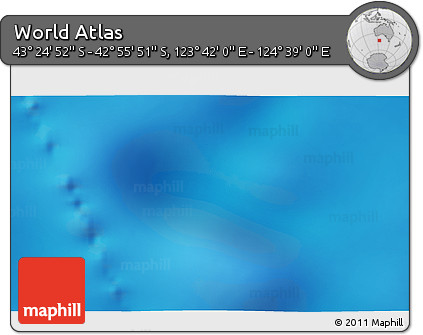 Physical 3D Map of the Area around 43° 10' 22" S, 124° 10' 30" E
