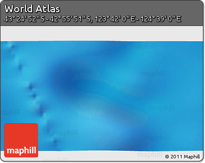 Physical 3D Map of the Area around 43° 10' 22" S, 124° 10' 30" E