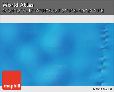 Physical 3D Map of the Area around 43° 10' 22" S, 125° 52' 30" E