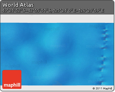 Physical 3D Map of the Area around 43° 10' 22" S, 125° 52' 30" E