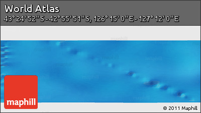 Physical Panoramic Map of the Area around 43° 10' 22" S, 126° 43' 29" E