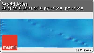 Physical Panoramic Map of the Area around 43° 10' 22" S, 126° 43' 29" E