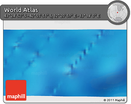 Physical 3D Map of the Area around 43° 10' 22" S, 12° 49' 29" E