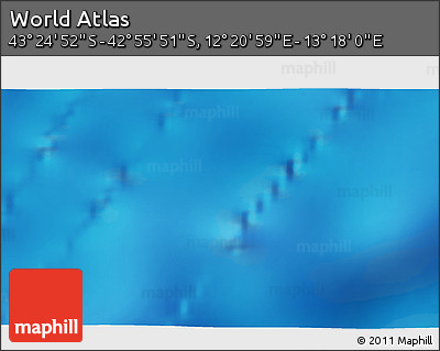 Physical 3D Map of the Area around 43° 10' 22" S, 12° 49' 29" E