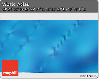 Physical 3D Map of the Area around 43° 10' 22" S, 12° 49' 29" E