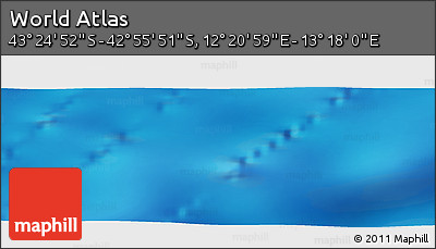 Physical Panoramic Map of the Area around 43° 10' 22" S, 12° 49' 29" E