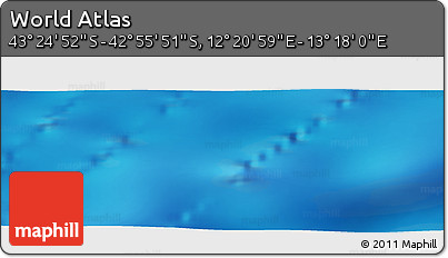 Physical Panoramic Map of the Area around 43° 10' 22" S, 12° 49' 29" E