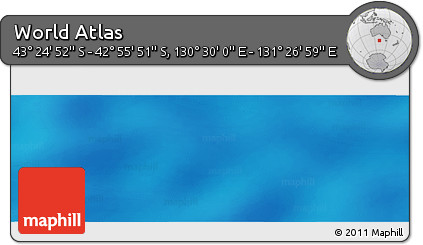 Physical Panoramic Map of the Area around 43° 10' 22" S, 130° 58' 29" E
