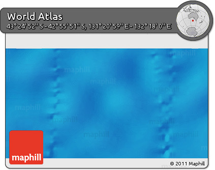 Physical 3D Map of the Area around 43° 10' 22" S, 131° 49' 29" E