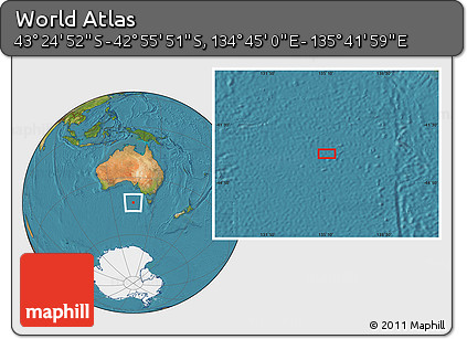 Satellite Location Map of the Area around 43° 10' 22" S, 135° 13' 29" E