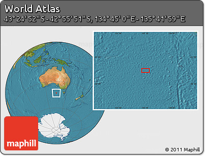 Satellite Location Map of the Area around 43° 10' 22" S, 135° 13' 29" E