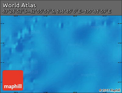 Physical Map of the Area around 43° 10' 22" S, 135° 13' 29" E