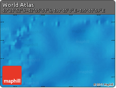 Physical Map of the Area around 43° 10' 22" S, 135° 13' 29" E