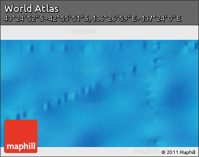 Physical 3D Map of the Area around 43° 10' 22" S, 136° 55' 30" E