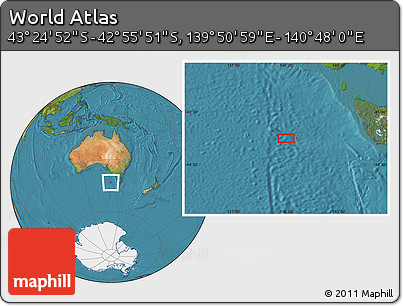 Satellite Location Map of the Area around 43° 10' 22" S, 140° 19' 29" E