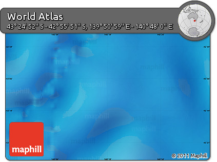 Physical Map of the Area around 43° 10' 22" S, 140° 19' 29" E