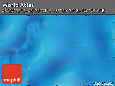 Physical Map of the Area around 43° 10' 22" S, 140° 19' 29" E