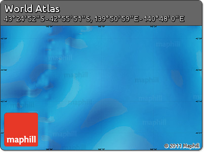 Physical Map of the Area around 43° 10' 22" S, 140° 19' 29" E