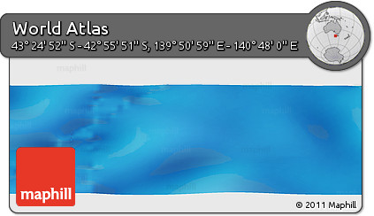 Shaded Relief Panoramic Map of the Area around 43° 10' 22" S, 140° 19' 29" E