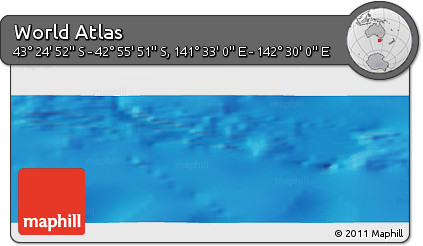 Physical Panoramic Map of the Area around 43° 10' 22" S, 142° 1' 30" E