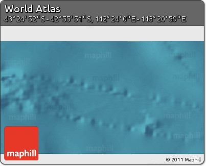 Satellite 3D Map of the Area around 43° 10' 22" S, 142° 52' 30" E