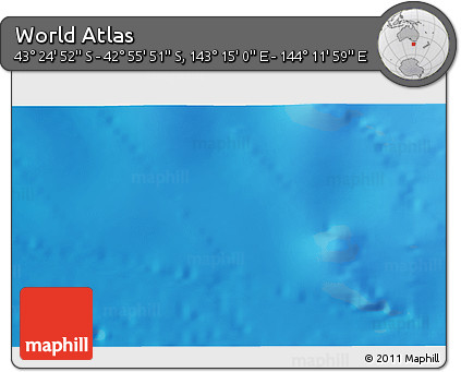 Shaded Relief 3D Map of the Area around 43° 10' 22" S, 143° 43' 29" E