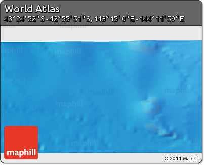 Shaded Relief 3D Map of the Area around 43° 10' 22" S, 143° 43' 29" E
