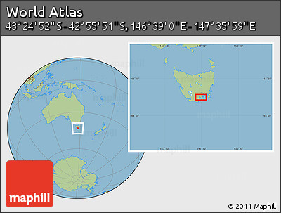 Savanna Style Location Map of the Area around 43° 10' 22" S, 147° 7' 30" E