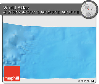 Physical 3D Map of the Area around 43° 10' 22" S, 148° 49' 29" E