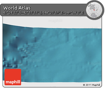 Satellite 3D Map of the Area around 43° 10' 22" S, 148° 49' 29" E