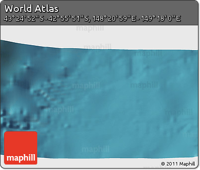 Satellite 3D Map of the Area around 43° 10' 22" S, 148° 49' 29" E