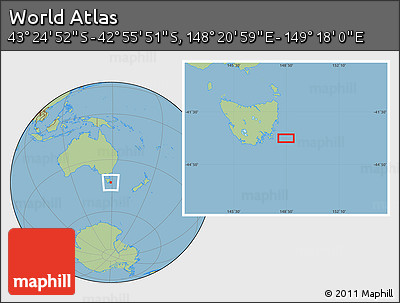 Savanna Style Location Map of the Area around 43° 10' 22" S, 148° 49' 29" E
