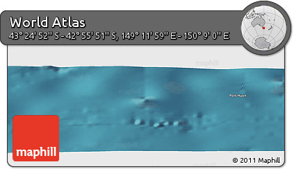 Satellite Panoramic Map of the Area around 43° 10' 22" S, 149° 40' 30" E