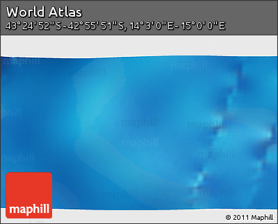 Physical 3D Map of the Area around 43° 10' 22" S, 14° 31' 30" E