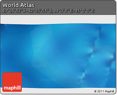 Physical 3D Map of the Area around 43° 10' 22" S, 14° 31' 30" E