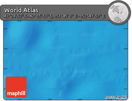 Physical Map of the Area around 43° 10' 22" S, 152° 13' 29" E